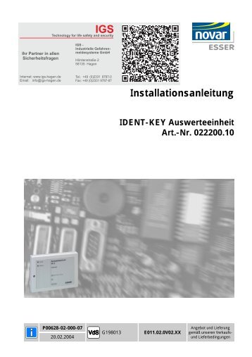 Honeywell - Ident-Key-Auswerteeinheit IK2 (022200.10) (PDF)