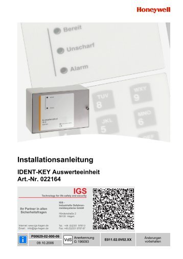 Honeywell - Ident-Key-Auswerteeinheit IK2 (022164) (PDF)