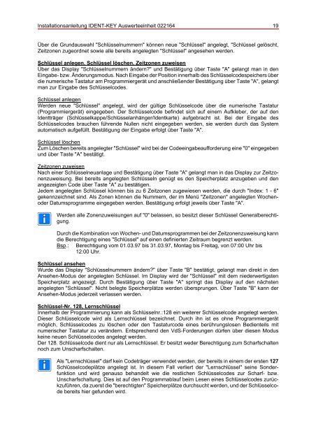 Honeywell - Ident-Key-Auswerteeinheit IK2 (022164) (PDF)