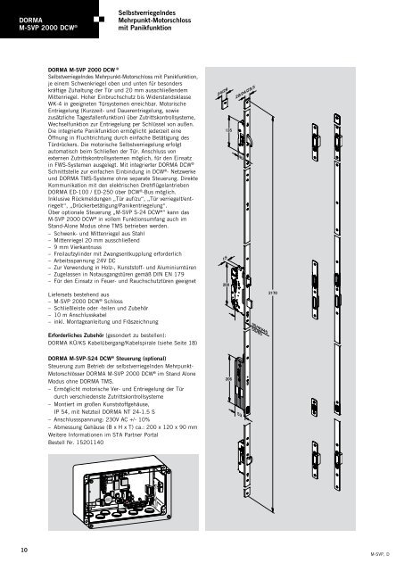 Selbstverriegelnde Mehrpunktverriegelungen mit Panikfunktion M ...