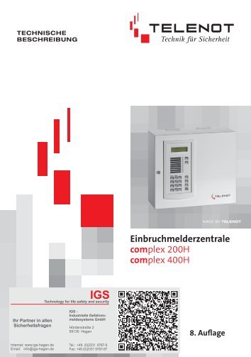 Einbruchmelderzentrale Complex-200H-400H - IGS-Industrielle ...