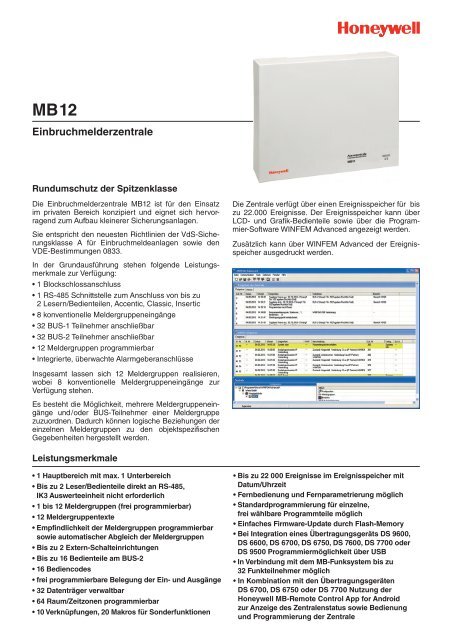 Einbruchmelderzentrale MB12