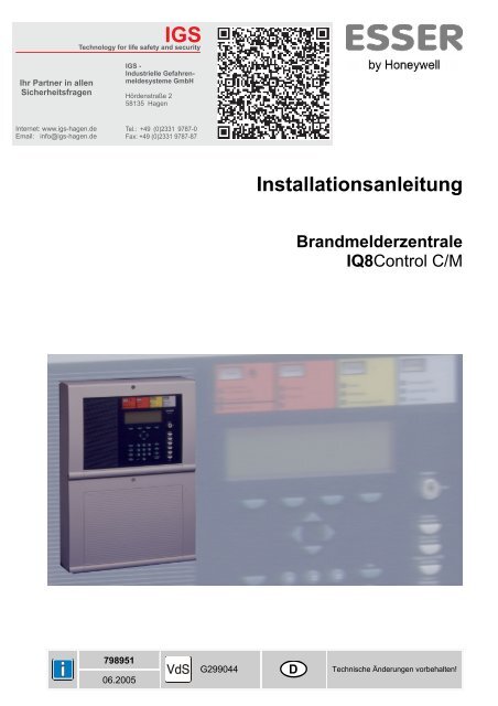 Novar - Brandmeldecomputer IQ8-Control C und M - IGS-Industrielle ...