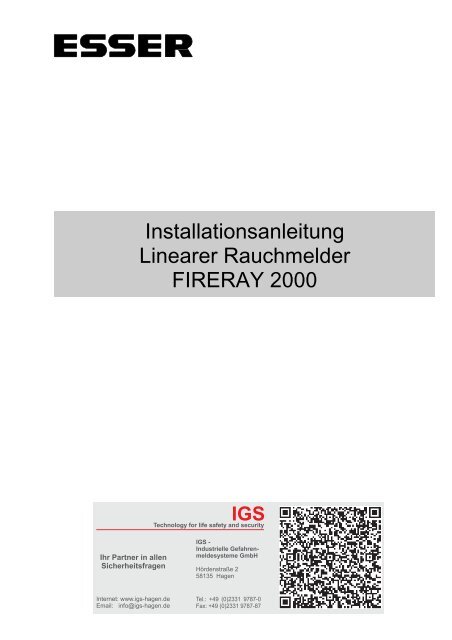 Linearer Rauchmelder FIRERAY 2000 - IGS-Industrielle ...