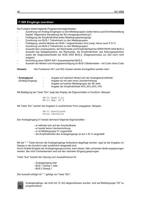 Einbruchmelderzentrale 561-MB8 - Programmierung