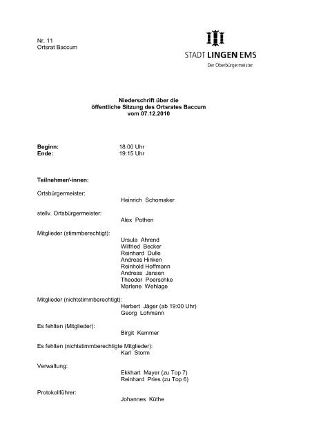 Protokoll vom 7.12.2010 - SPD Baccum