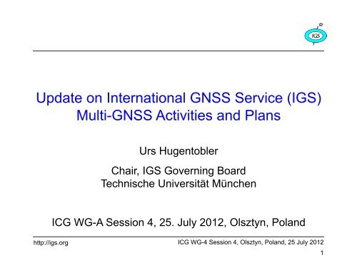 Multi-GNSS Activities and Plans - IGS