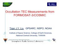 Occultation TEC Measurements from FORMOSAT-3/COSMIC - IGS