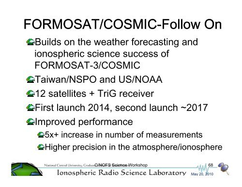 Occultation TEC Measurements from FORMOSAT-3/COSMIC - IGS