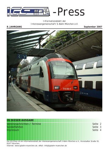 -Press - Interessengemeinschaft S-Bahn MÃ¼nchen e.V.