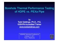 Borehole Thermal Performance Testing of HDPE vs. PEXa ... - IGSHPA