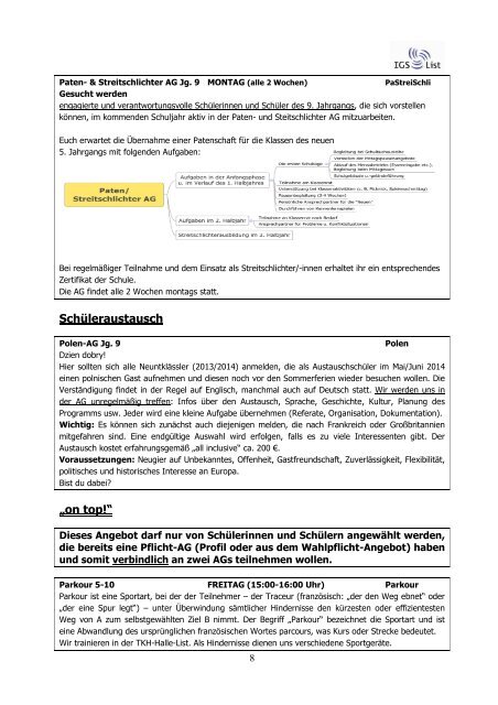 AG-Angebote JahrgÃ¤nge 6-10 Schuljahr 2013 ... - IGS List Hannover
