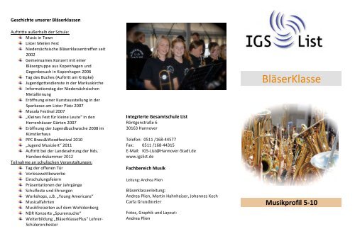 BlÃ¤serKlasse - IGS List Hannover