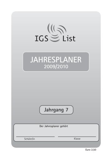 JAHRESPLANER - IGS List Hannover