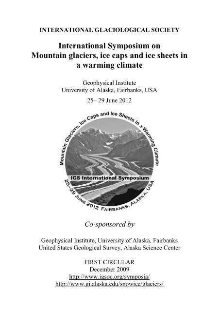 International Symposium on Mountain glaciers, ice caps and ice ...