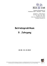 Betriebspraktikum 9. Jahrgang 20.09.-01.10.2010 - IGS List Hannover