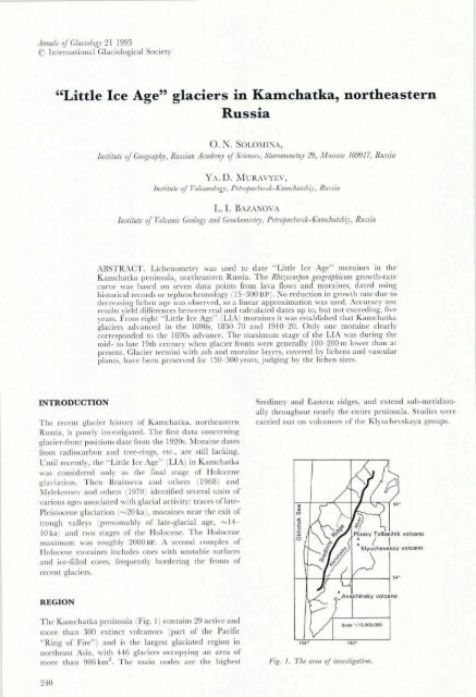 "Little Ice Age" glaciers in Ka:mchatka, northeastern Russia