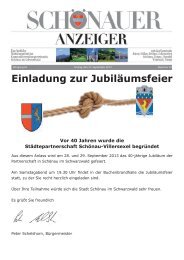 Einladung zur Jubiläumsfeier - GVV Schönau
