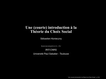 Une (courte) introduction Ã  la ThÃ©orie du Choix Social