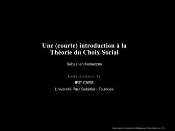 Une (courte) introduction Ã  la ThÃ©orie du Choix Social