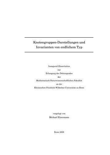 Knotengruppen-Darstellungen und Invarianten von endlichem Typ