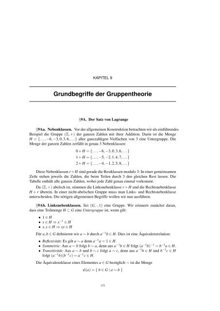 Grundbegriffe der Gruppentheorie