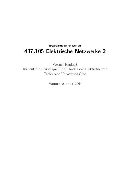 Kapitel 4 - Institut fÃ¼r Grundlagen und Theorie der Elektrotechnik