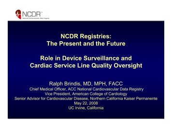 NCDR Registries - Integrated Healthcare Association