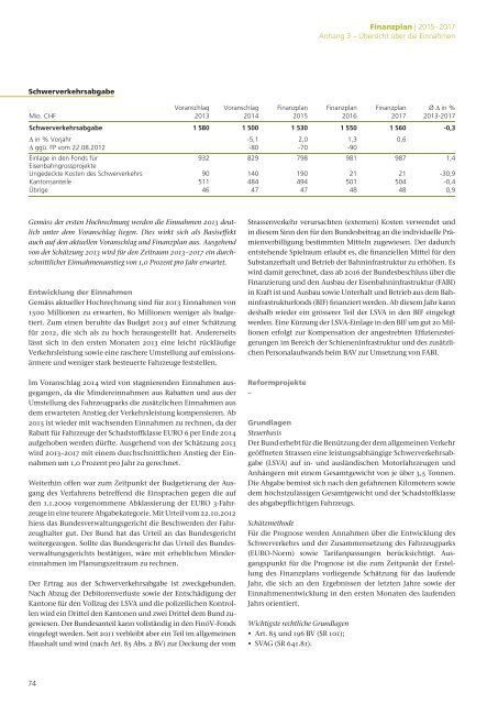 Finanzplan 2015–2017 - Eidgenössische Finanzverwaltung EFV
