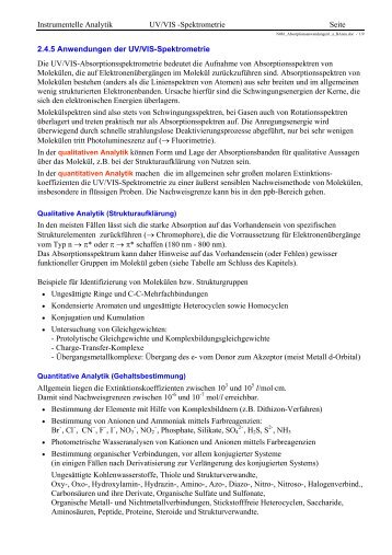 Instrumentelle Analytik UV/VIS -Spektrometrie Seite 2.4.5 ...