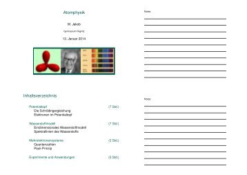 Atomphysik Inhaltsverzeichnis