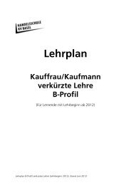Lehrplan für die verkürzte Lehre B-Profil ab 2012 - HKV Basel