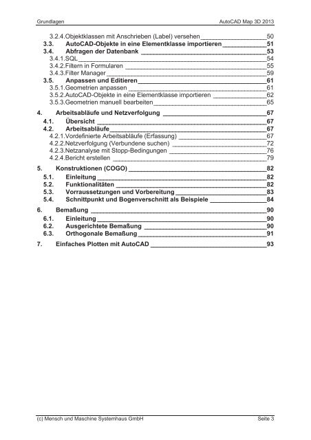 AutoCAD Map 3D 2013 Trainingshandbuch - Mensch und Maschine