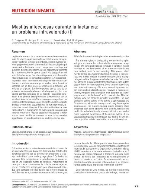 Mastitis infecciosas durante la lactancia: un problema infravalorado (I)