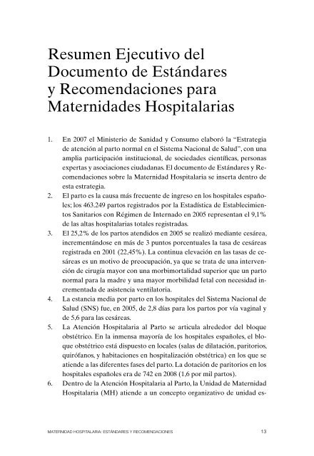 Maternidad Hospitalaria - Ministerio de Sanidad y PolÃ­tica Social