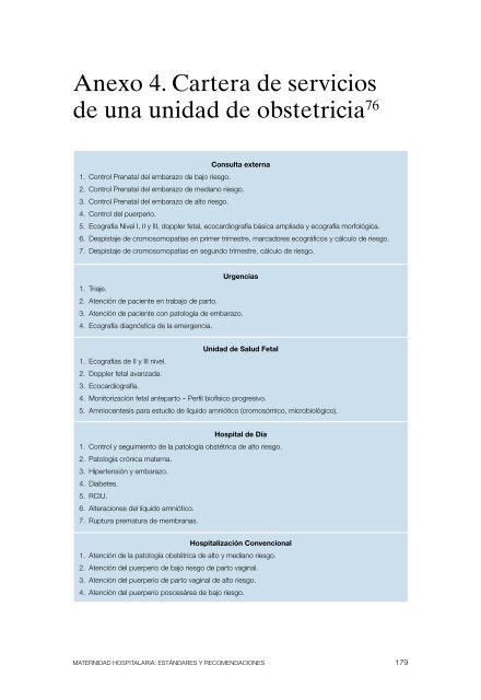 Maternidad Hospitalaria - Ministerio de Sanidad y PolÃ­tica Social