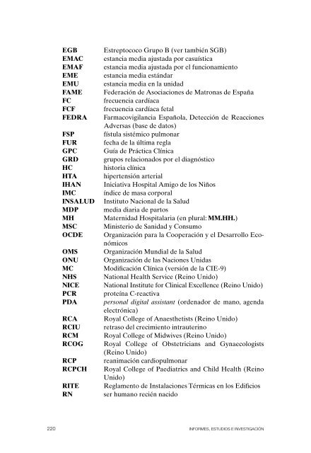 Maternidad Hospitalaria - Ministerio de Sanidad y PolÃ­tica Social