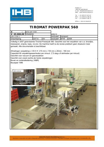 TIROMAT POWERPAK 560 - IHB International