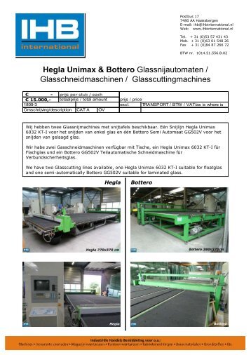 Hegla Unimax & Bottero Glassnijautomaten ... - IHB International