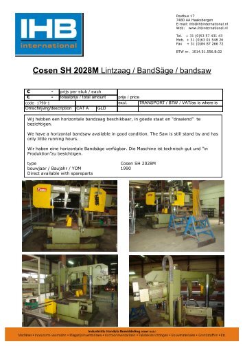 Cosen SH 2028M - IHB International
