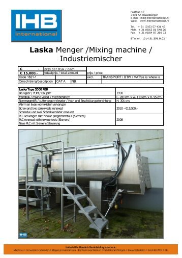 Laska Menger /Mixing machine / Industriemischer - IHB International