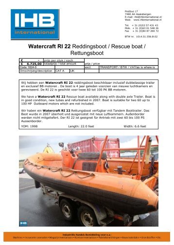 Watercraft RI 22 Reddingsboot / Rescue boat ... - IHB International