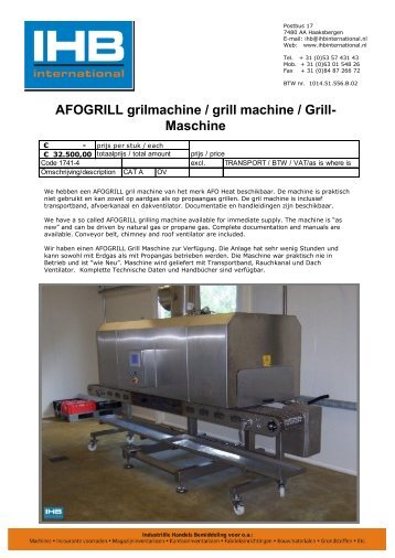 AFOGRILL grilmachine / grill machine / Grill ... - IHB International