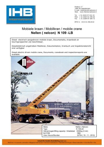 Mobiele kraan / Mobilkran / mobile crane Nellen ... - IHB International