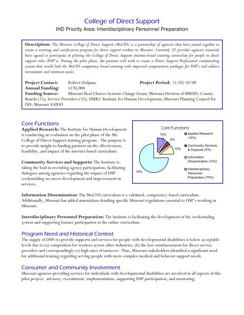 College of Direct Support - UMKC Institute for Human Development