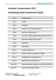 Preisliste Transportbeton 2013 Heidelberger Beton Schwandorf GmbH
