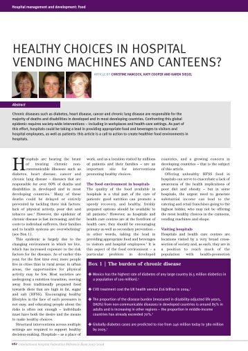 Healthy choices in hospital vending machines and canteens?