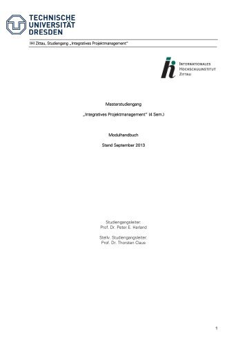 â€žIntegratives Projektmanagementâ€œ (4 Sem.) - IHI Zittau