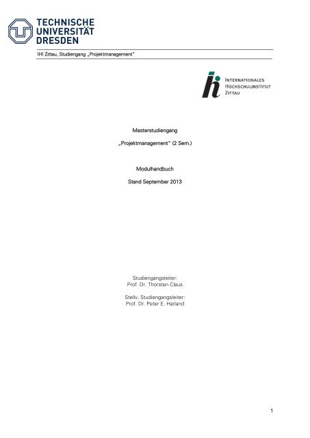 1 Masterstudiengang â€žProjektmanagementâ€œ (2 Sem ... - IHI Zittau