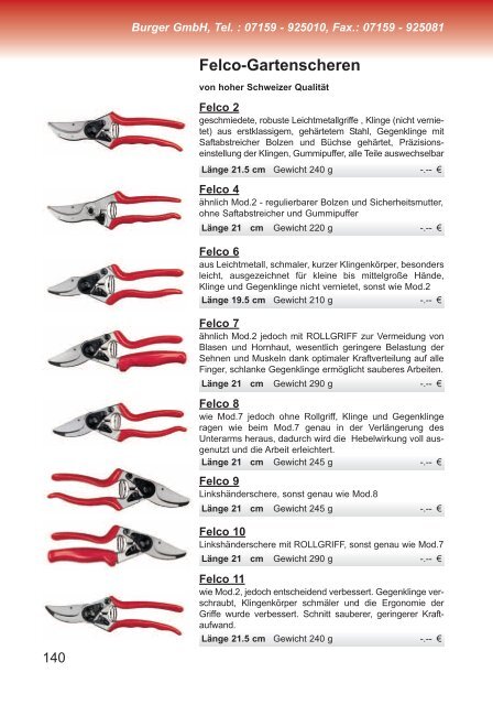 Felco-Gartenscheren - Adolf Burger Gmbh
